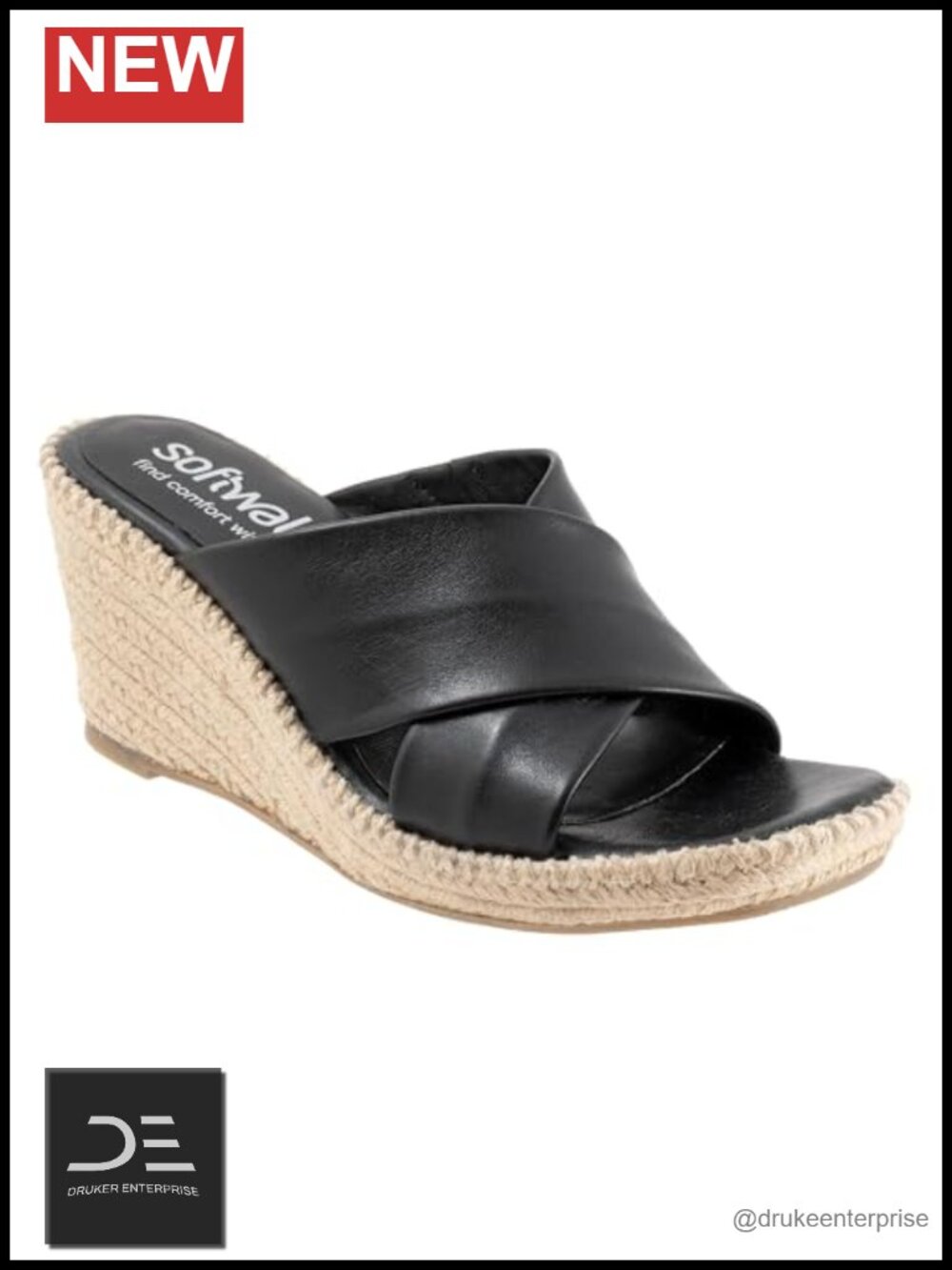SoftWalk Hastings Women's Leather Wedge Sandals Ankle Strap Slip On